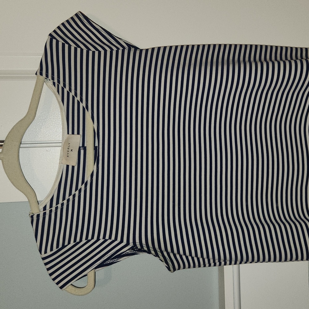 Blue and White Striped Shift Dress